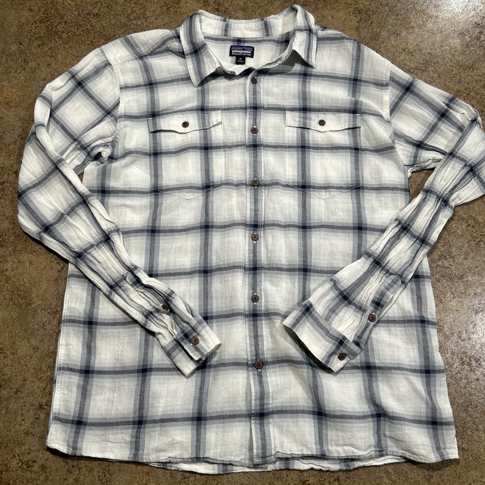 Patagonia Plaid Long Sleeve Shirt Xl Lightweight Organic Cotton Hiking Camping